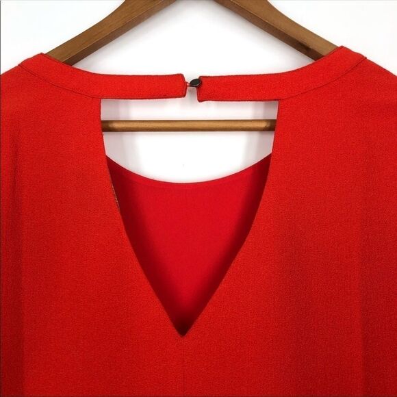 NWT Skies Are Blue Shift Dress Red Tied Sleeve Cocktail Work Holiday - Picture 4 of 4